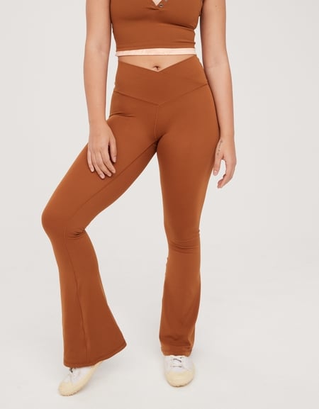 Shop OFFLINE By Aerie Real Me High Waisted Ruched Flare Legging online
